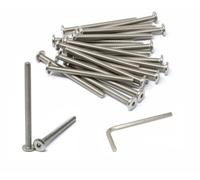 iexcell 25 Pcs M5 x 65mm Thread Pitch 0.8 mm Stainless Steel 304 Hex Socket Flat Head Cap Screws Bolts Furniture Bolts, Bright Finish, with Hex Key Spanner