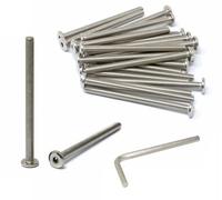 iexcell 25 Pcs M5 x 70mm Thread Pitch 0.8 mm Stainless Steel 304 Hex Socket Flat Head Cap Screws Bolts Furniture Bolts, Bright Finish, with Hex Key Spanner