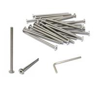 iexcell 25 Pcs M5 x 80mm Thread Pitch 0.8 mm Stainless Steel 304 Hex Socket Flat Head Cap Screws Bolts Furniture Bolts, Bright Finish, with Hex Key Spanner