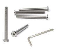iexcell 5 Pcs M10 x 100mm Thread Pitch 1.5 mm Stainless Steel 304 Hex Socket Flat Head Cap Screws Furniture Screws Bolts, Bright Finish, Come with Hex Key Spanner