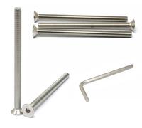 iexcell 5 Pcs M10 x 150mm Thread Pitch 1.5 mm Stainless Steel 304 Hex Socket Flat Head Cap Screws Bolts Kit