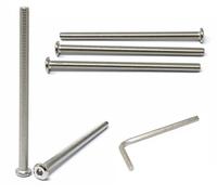 iexcell 5 Pcs M8 x 130mm Thread Pitch 1.25 mm Stainless Steel 304 Hex Socket Flat Head Cap Screws Bolts Furniture Bolts, Bright Finish, with Hex Key Spanner