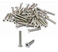 iexcell 50 Pcs #12-24 x 1-3/8" Stainless Steel 304 Phillips Drive Flat Head Countersunk Screws Bolts Kit