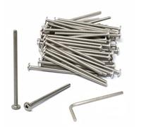 iexcell 50 Pcs M4 x 75mm Thread Pitch 0.7 mm Stainless Steel 304 Hex Socket Flat Head Cap Screws Bolts Furniture Bolts, Bright Finish, with Hex Key Spanner