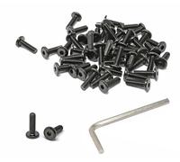 iexcell 50 Pcs M6 x 20mm Thread Pitch 1 mm Stainless Steel 304 Hex Socket Flat Head Cap Screws Furniture Screws Bolts Kit, Head Edge Chamfered, Black Oxide Finish