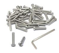 iexcell 50 Pcs M6 x 35mm Thread Pitch 1 mm Stainless Steel 304 Hex Socket Button Head Cap Screws Bolts Kit