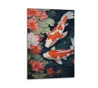 IEZUENR Koi Fish Japanese Poster Natural Scenery, Flowers, Plants, And Trees Art Prints Home Wall Aesthetic12x18inch(30x45cm)