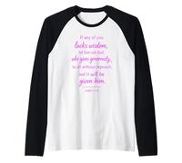 If Any of You Lacks Wisdom Bible Verse Faith Scripture James Raglan Baseball Tee