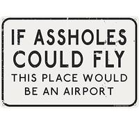 If Assholes Could Fly This Place Would Be An Airport 12" x 8" Funny Tin Sign Man Cave Garage Home Bar Decor