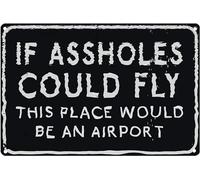 If Assholes Could Fly This Place Would Be An Airport Challenging Tin Sign Decoration Creative Fun Home Bathroom Patio Bar Pub Decor 8x12 Inches