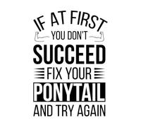if at First You Don't Succeed fix Your Ponytail and Try Again Wall Decals 36x51.1cm Self Adhesive Black
