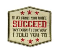 If at First You Don't Succeed Patch 3 Inches Funny Military Tactics, Stars, Motivation Quotes, Iron On/Sew On Embroidery Fabric Applique Patches for Backpack Vest Hat, Dog Harness Army Gifts Mom Dad