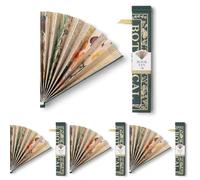 IF Book Lover’s Paper Fan - Elegant Handheld Fan, Perfect for Reading Outdoors, Gifts for Bibliophiles & Book Club Accessories - Botanical theme (Pack of 4)