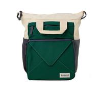 IF Bookaroo Back Pack, recycled, RPET canvas bag for men and women, Front pencil case and envelope zip pockets, great for book and stationery lovers - Forest Green and natural canvas.