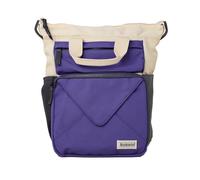 IF Bookaroo Back Pack, recycled, RPET canvas bag for men and women, Front pencil case and envelope zip pockets, great for book and stationery lovers - Purple and natural canvas.