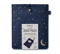 Independent Fabrication Books & Stuff Pouch Bookaroo – Moon & Stars, Dark Blue/Gold