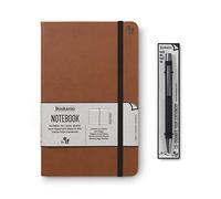 IF Bookaroo Classic Ruled Notebook & Pen Set, Brown with Contrasting Black Elastic Closure, Ribbon and Pen, Hard Cover with Soft PU, A5 21.5 x 13.5cm, 192 Pages. Metal Ballpoint Pen with Black Ink