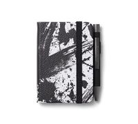 IF Bookaroo Notebook - A7 Pocket and Handbag size Notebook plus Black Ballpoint Pen, 192 pages - Black & White - Splatter
