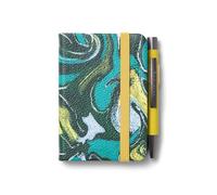 IF Bookaroo Notebook - A7 Pocket and Handbag size Notebook plus Black Ballpoint Pen, 192 pages - Forest Green & Chartreuse - Marble