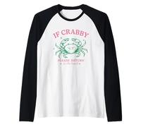 If Crabby Please Return to the Beach Funny Coastal Crab Fun Raglan Baseball Tee