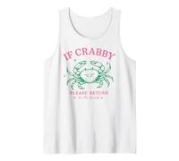 If Crabby Please Return to the Beach Funny Coastal Crab Fun Tank Top