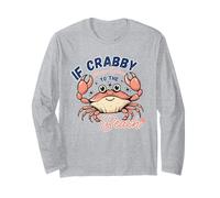 If Crabby Please Return to the Beach Funny Crab Vacation Fun Long Sleeve T-Shirt
