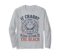 If Crabby Please Return to The Beach Vintage Nautical Crab Long Sleeve T-Shirt