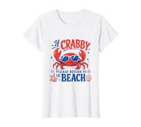 If Crabby Return to the Beach Funny Retro Summer Vacation Value Graphic T-Shirt, Women, White, XL
