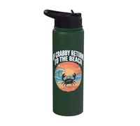 If Crabby Return to The Beach Vintage Crab Stainless Steel Insulated Water Bottle