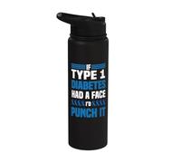 If Diabetes Had Face Punch It Type 1 Diabetes Awareness T1D Stainless Steel Insulated Water Bottle