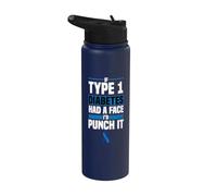 If Diabetes Had Face Punch It Type 1 Diabetes Awareness T1D Stainless Steel Insulated Water Bottle