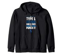 If Diabetes Had Face Punch It Type 1 Diabetes Awareness T1D Zip Hoodie