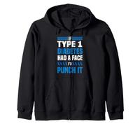 If Diabetes Had Face Punch It Type 1 Diabetes Awareness T1D Zip Hoodie