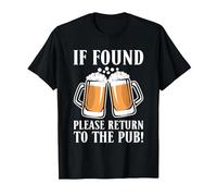 If Found Please Return to The Pub Beer Drinker T-Shirt, Men, Black, XX-Large