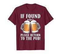 If Found Please Return to The Pub Beer Drinker T-Shirt, Men, Burgundy, Large