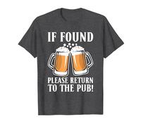 If Found Please Return to The Pub Beer Drinker T-Shirt, Men, Dark Heather Grey, 4X-Large