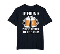 If Found Please Return to The Pub Beer Drinker T-Shirt, Men's Big and Tall, Black, 3X Tall