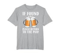 If Found Please Return to The Pub Beer Drinker T-Shirt, Men's Big and Tall, Heather Grey, 3X Tall