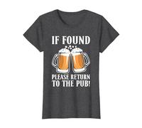 If Found Please Return to The Pub Beer Drinker T-Shirt, Women, Dark Heather Grey, Small