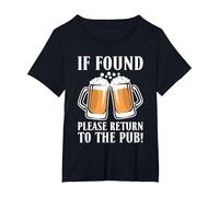 If Found Please Return to The Pub Beer Drinker T-Shirt, Women's Plus, Black, 5X