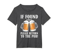 If Found Please Return to The Pub Beer Drinker T-Shirt, Women's Plus, Dark Heather Grey, 4X