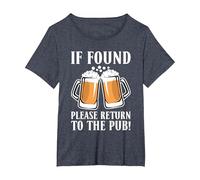 If Found Please Return to The Pub Beer Drinker T-Shirt, Women's Plus, Heather Blue, 4X