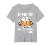 If Found Please Return to The Pub Beer Drinker T-Shirt, Women's Plus, Heather Grey, 5X