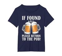 If Found Please Return to The Pub Beer Drinker T-Shirt, Women's Plus, Navy Blue, 6X