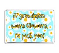 If Grandmas Were Flowers I'd Pick You - Sentimental Keepsake Quote - Fridge Magnet - Novelty Gift For Grandma