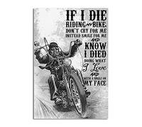 If i Die Riding My Bike Don't Cry For Me Instead Smile For Me Tin Sign Vintage Metal Poster Funny Decoration Signs Home Wall Art Decor for Cafe Bar Kitchen 8x12 Inch