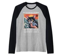 If I Ever Get Rabies Vintage Japanese Angry Hissing Cat Raglan Baseball Tee