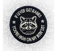 If I Ever Get Rabies You're High On My Bitin List Patch 3 Inches Raccoon Sarcastic Mental Health Iron On/Sew On Embroidery Fabric Applique Patches for Trucker Hats Clothes Backpack DIY Accessories