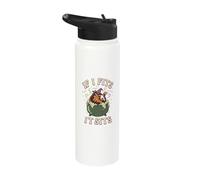 If I Fits I Sits Black Cat Skull Gothic Dark Humor Whimsical Stainless Steel Insulated Water Bottle