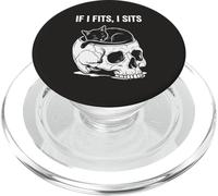 If I Fits I Sits Cat Skull Funny Gothic Dark Meme Humor 3 PopSockets PopGrip for MagSafe